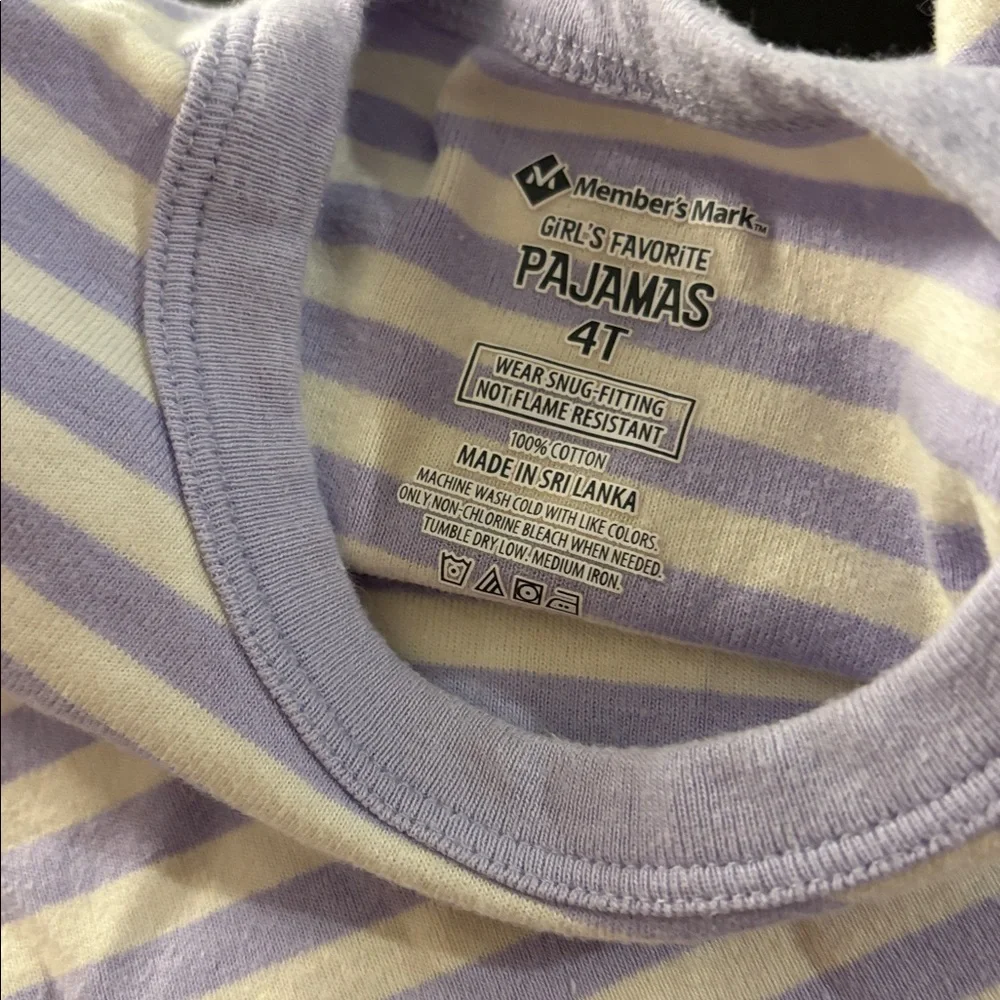 Members mark girls Striped Lavender Kids Sleep top 4t